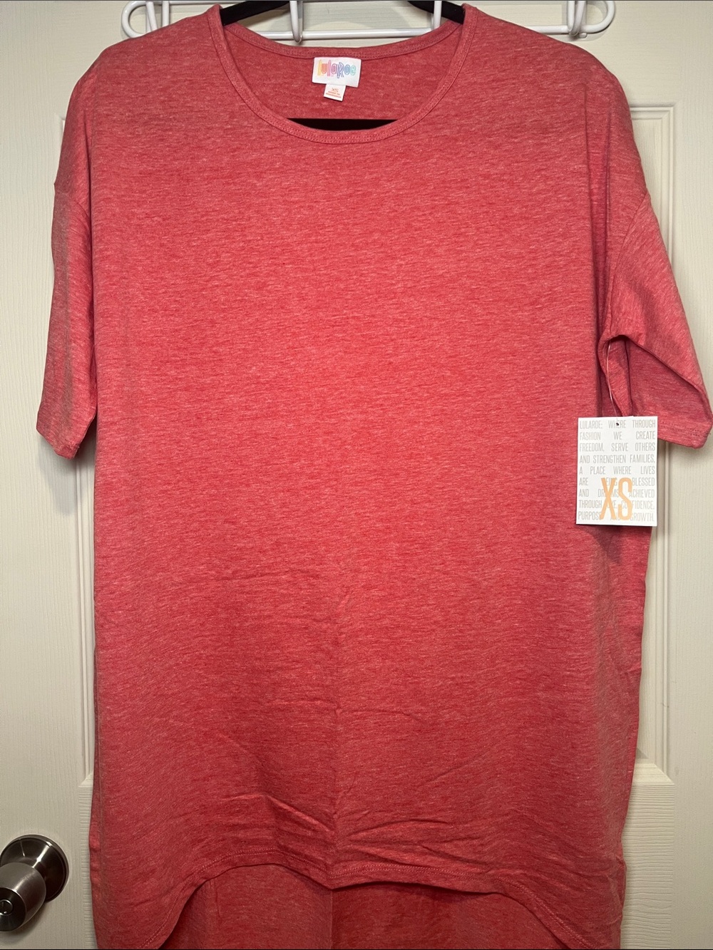 LuLaRoe Women's Irma Tunic Top in Heathered Coral Pink